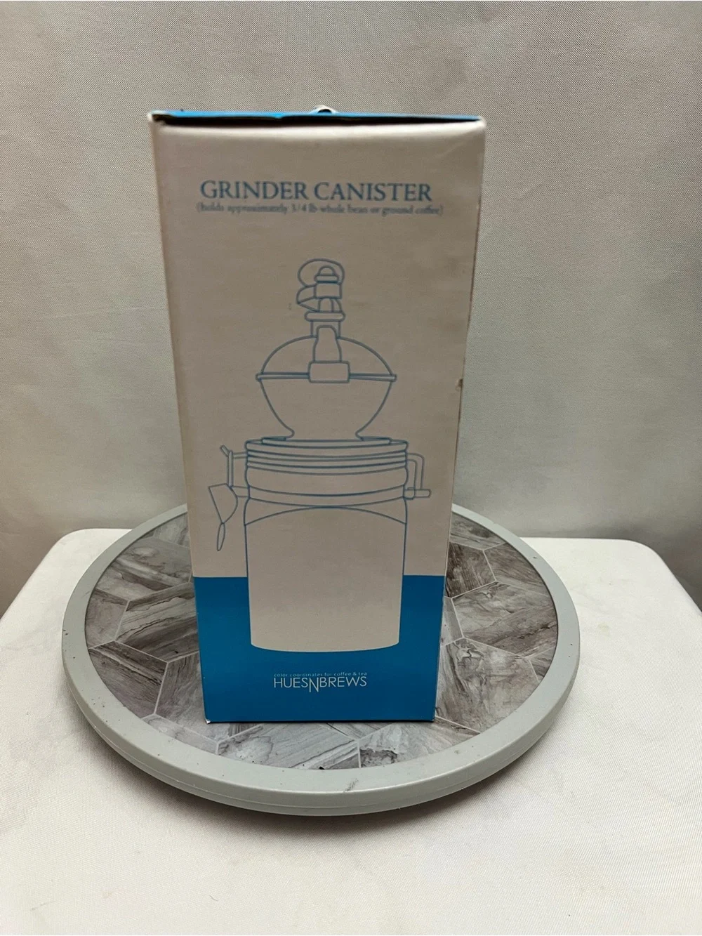 HuesNBrews Ceramic Coffee Grinder Canister Manual Hand Crank Brown New in Box